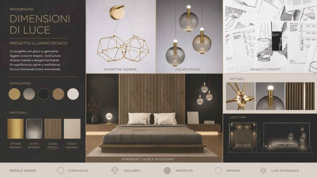 progetto illuminotecnico casa ristrutturazione con studio luci, faretti, sospensioni e impianto luce pianificato prima dei lavori