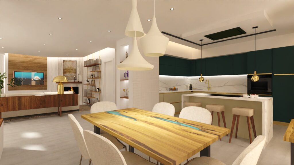 Render di nostro progetto chiavi in mano per ristrutturazione a Rimini integrato al progetto di illuminotecnica