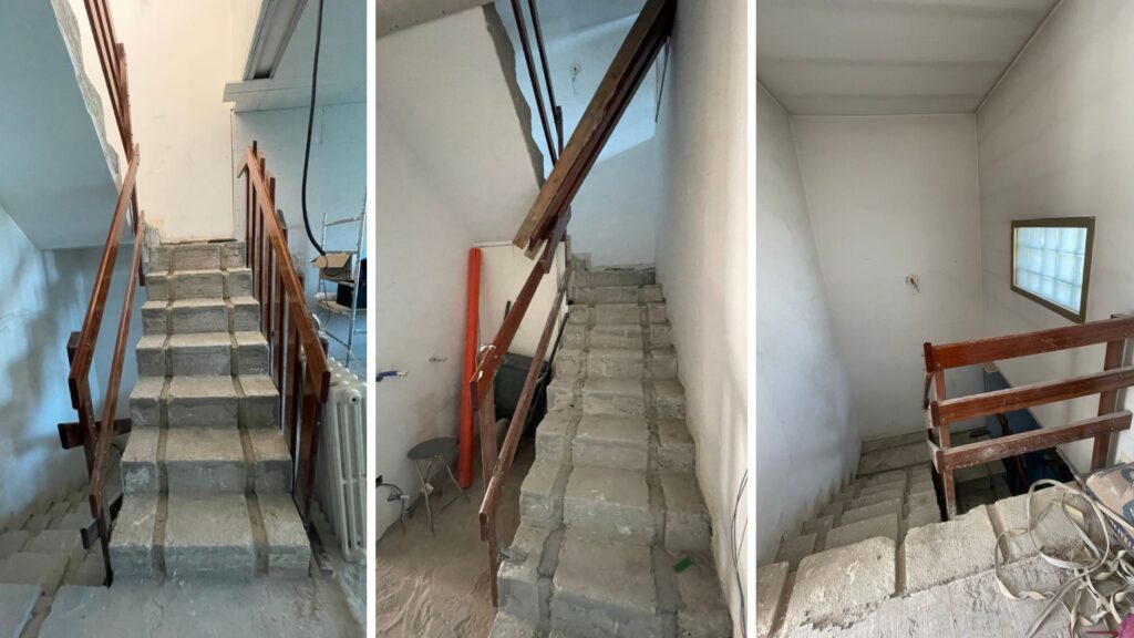 scala tre piani demolizione ristrutturazione appartamento Rimini sottofondo
