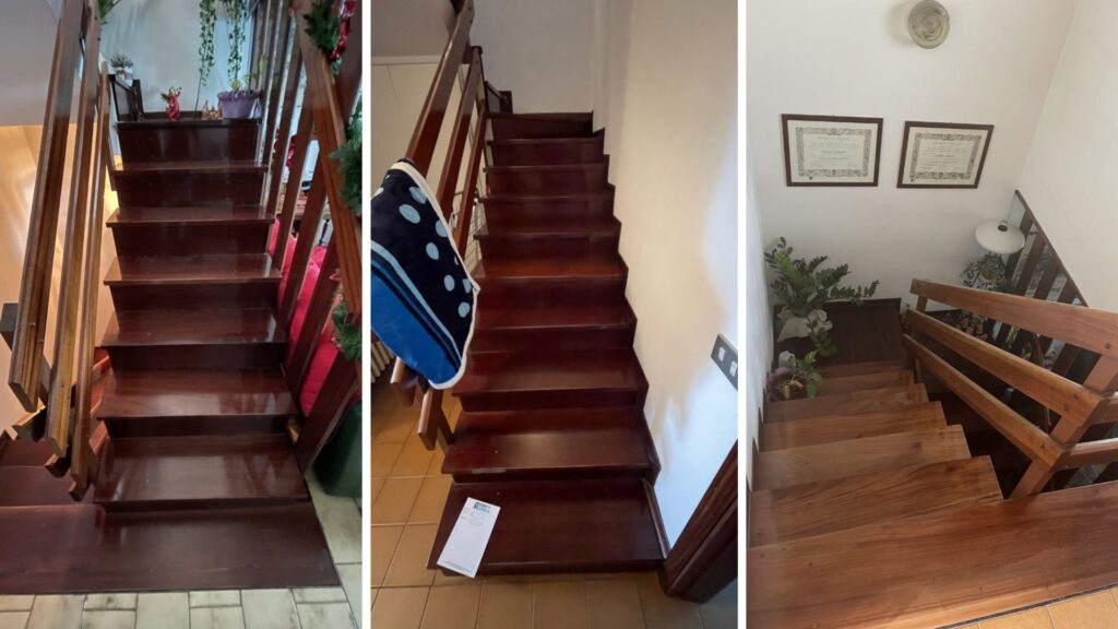 scala tre piani prima ristrutturazione appartamento Rimini stato originale